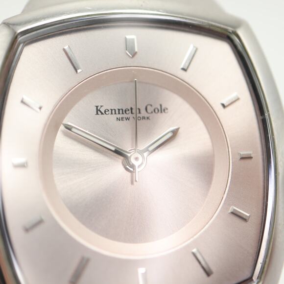 Kenneth Cole Slim Womens Silver Tone 28mm Watch 6" Stainless Steel w New Battery - Picture 7 of 12